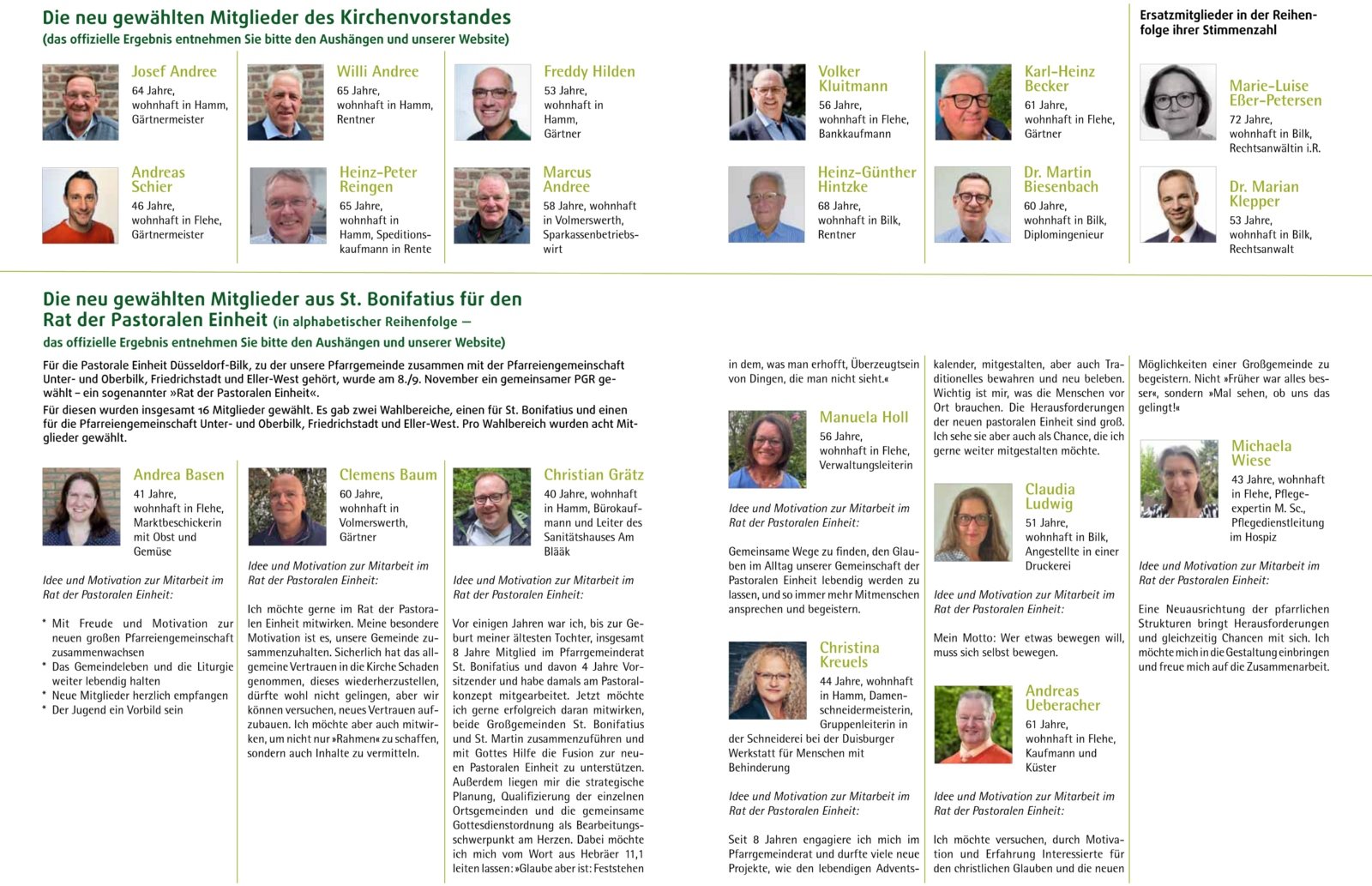 Ergbenis der Auszählung der Wahl am 8. / 9. November (c) kath. Kirchengemeinde St. Bonifatius Düsseldorf