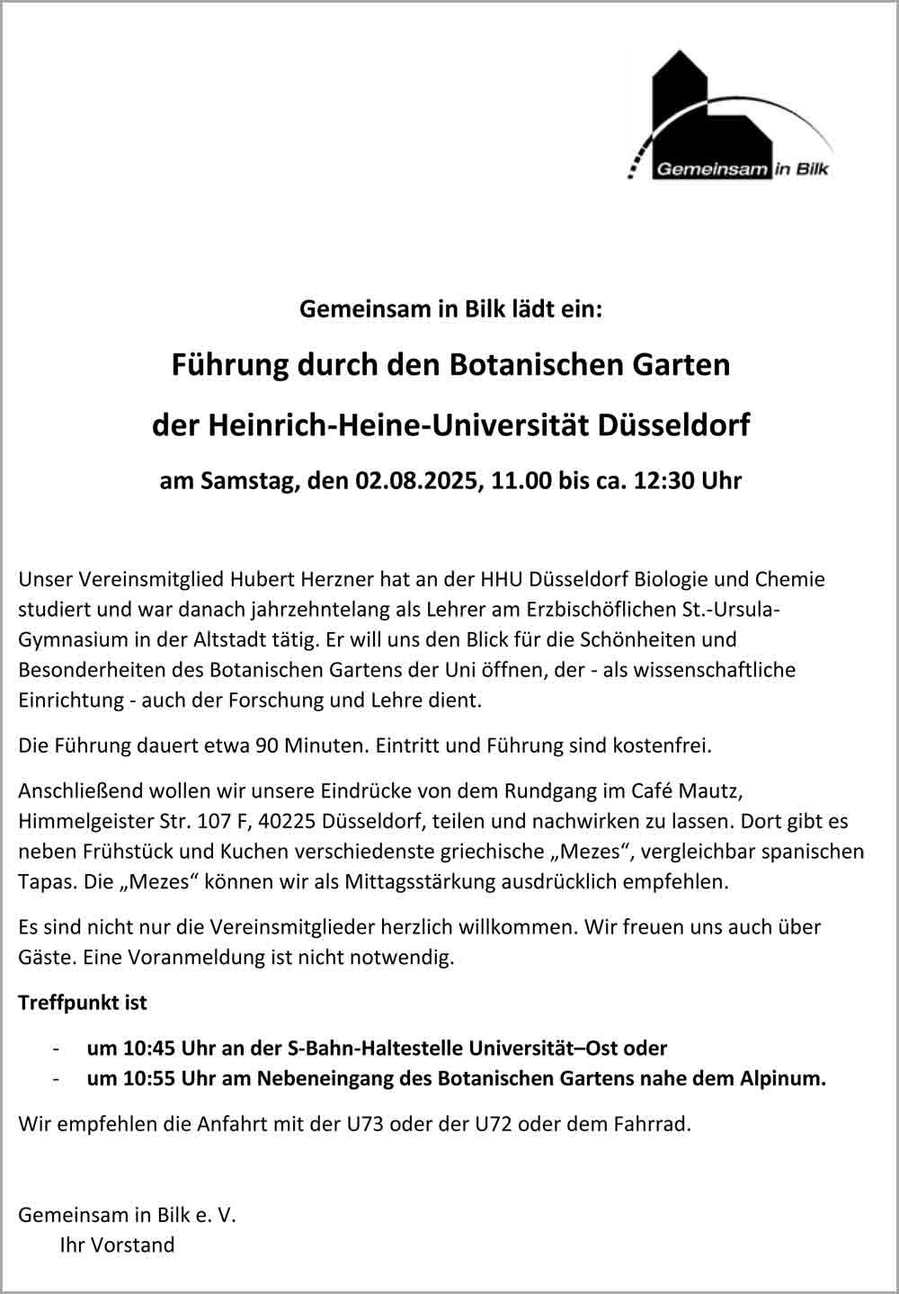 Führung durch den Botanischen Garten (c) Gemeinsam in Bilk e.V.