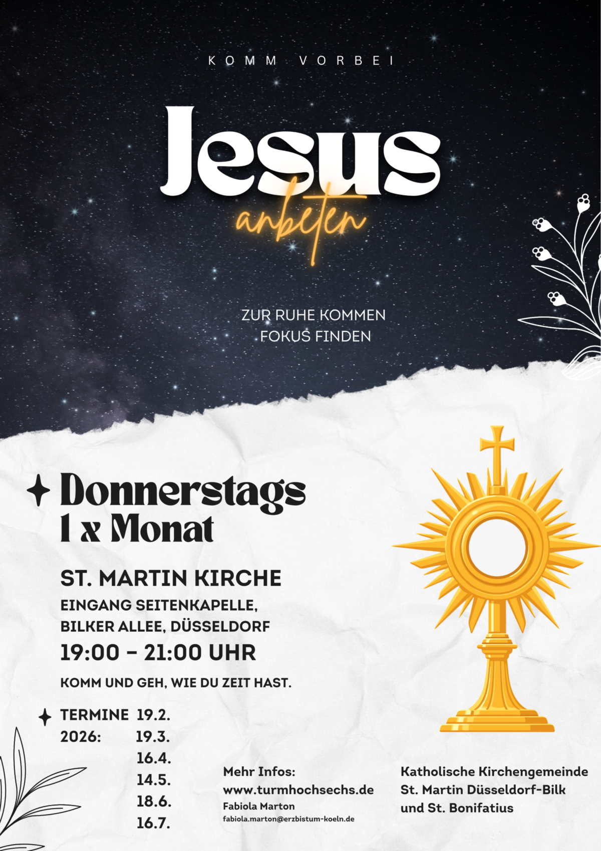 Anbetung Plakat (c) kath. Kirchengemeinde St. Bonifatius Düsseldorf