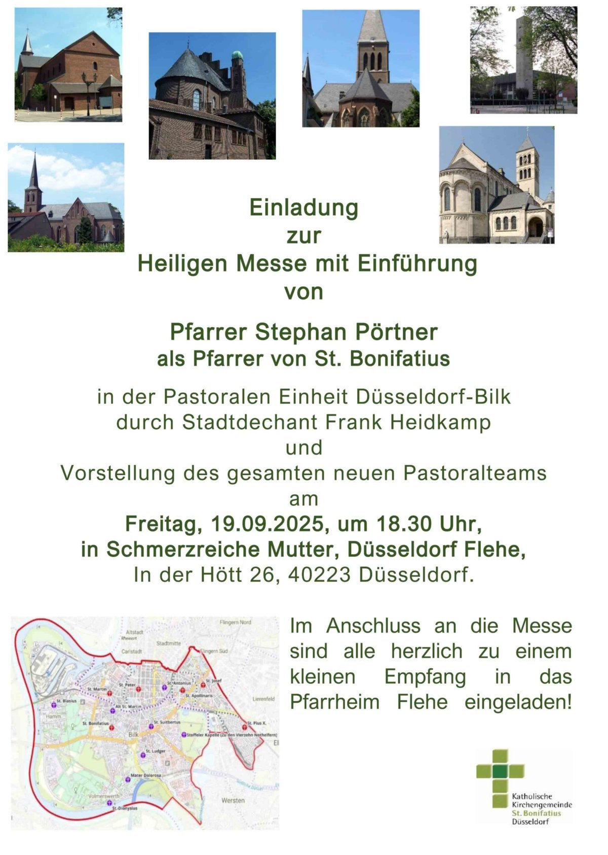 Aushang Einführung Pfarrer Pörtner (c) kath. Kirchengemeinde St. Bonifatius Düsseldorf