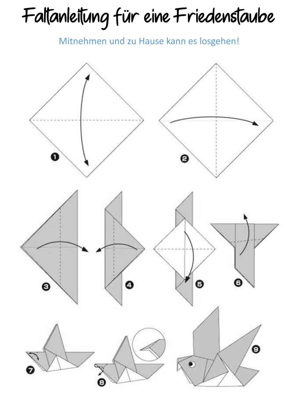 Faltanleitung-Friedenstaube_A4 (c) Kirsten Pretz, Gemeindereferentin der ktah. Kirchengemeinde St. Bonifatius Düsseldorf