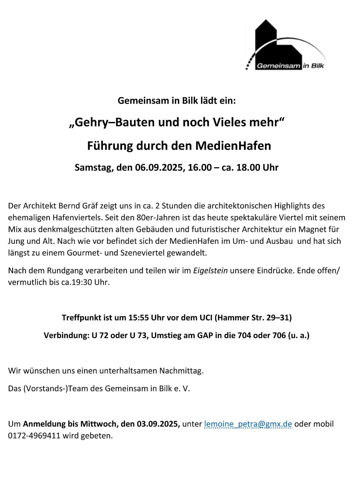 GiB Exkursion in den Medienhafen (c) Gemeinsam in Bilk e.V.