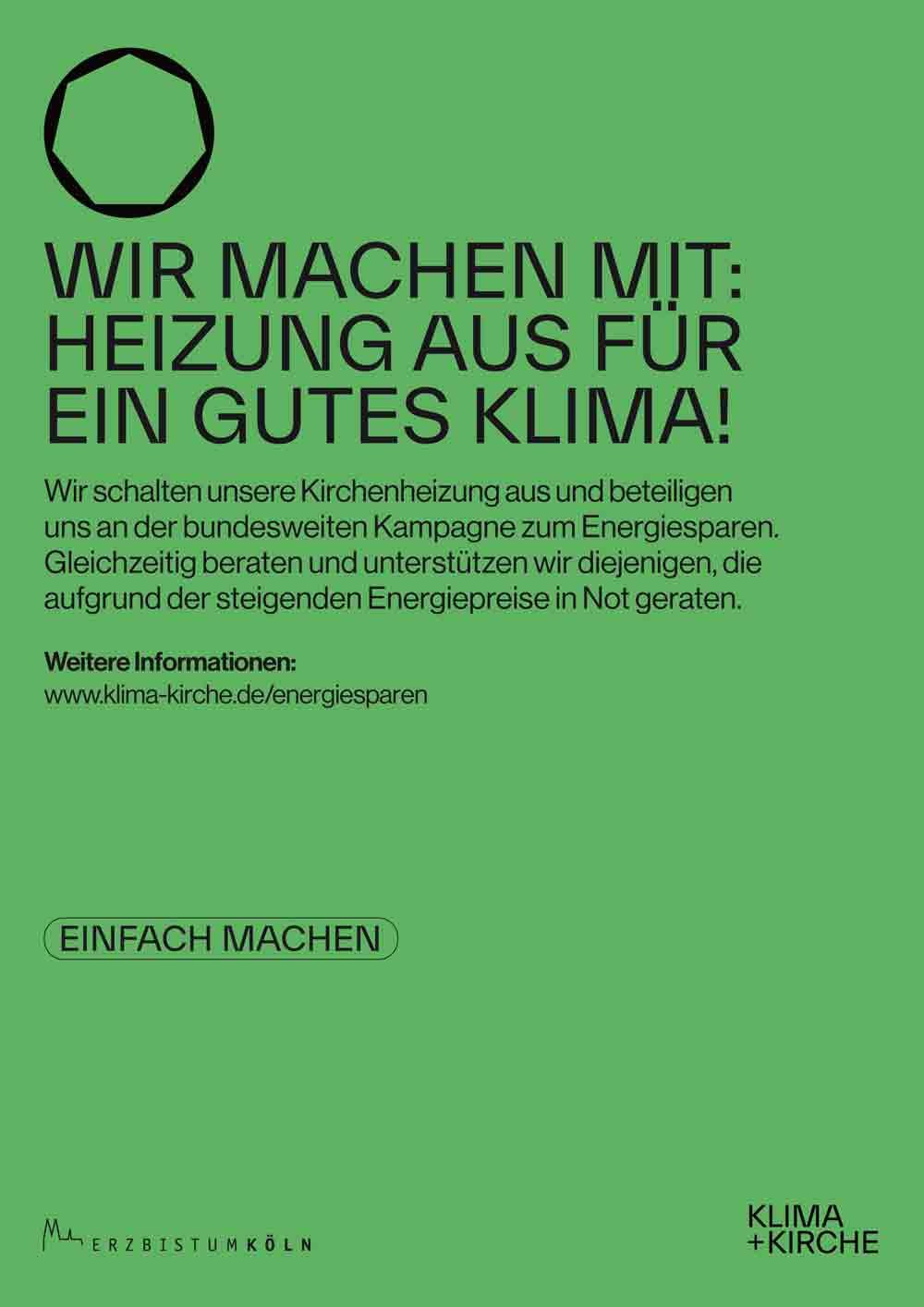 Plakat Energiesparen des Erzbistums Köln (c) Erzbistum Köln