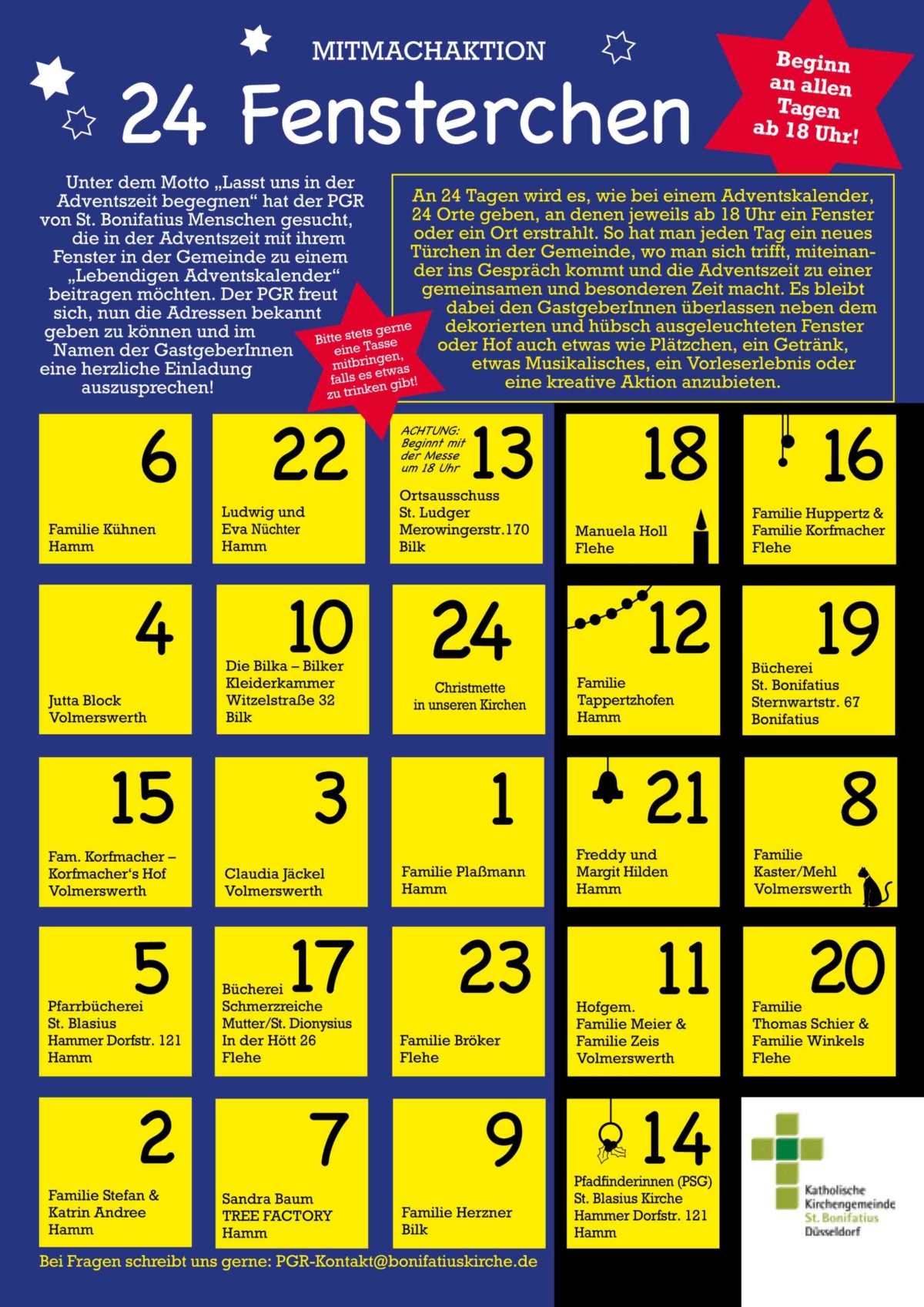 Lebendiger Adventskalender (c) kath. Kirchengemeinde St. Bonifatius Düsseldorf