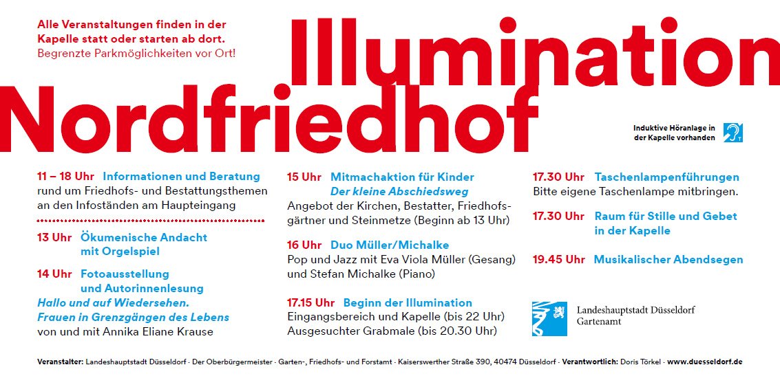 Plakat Illumination Nordfriedhof Programm (c) Landeshauptstadt Düsseldorf Gartenamt