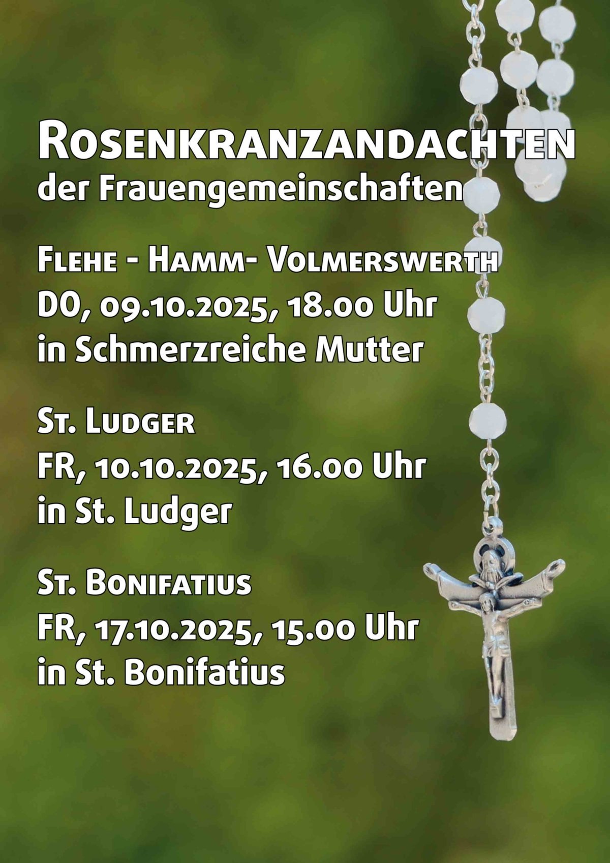 Rosenkranzandachten der Frauengemeinschaften der kath. Kirchengemeinde St. Bonifatius Düsseldorf (c) kath. Kirchengemeinde St. Bonifatius Düsseldorf