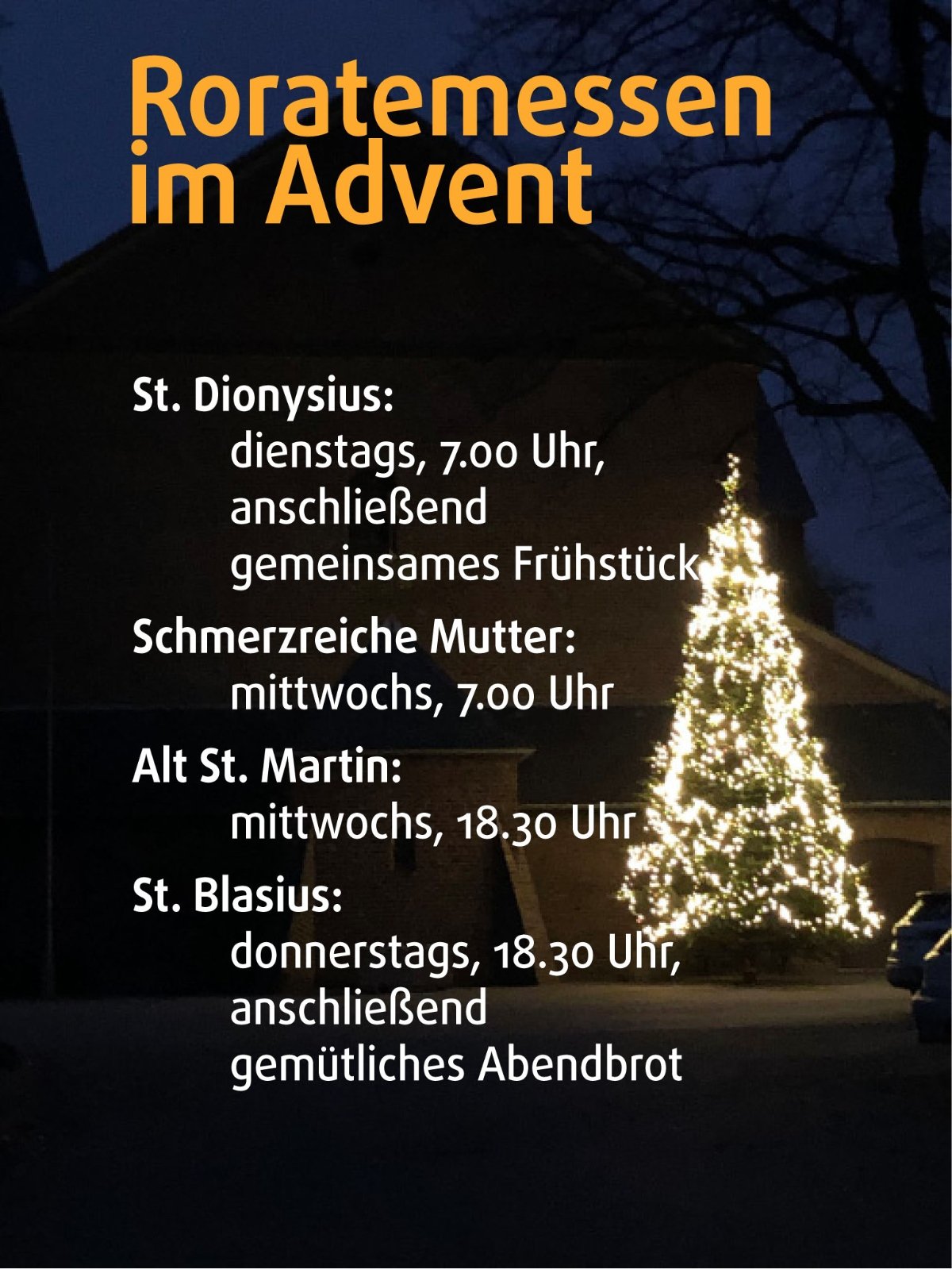 Roratemessen (c) kath. Kirchengemeinde St. Bonifatius Düsseldorf