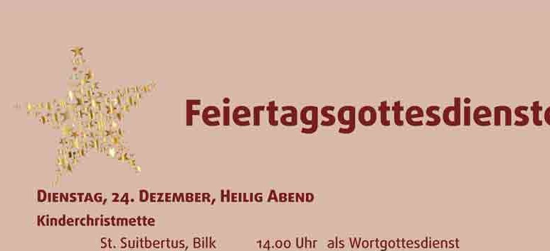 Feiertagsgottesdienste der kath. Kirchengemeinde St. Bonifatius Düsseldorf (c) kath. Kirchengemeinde St. Bonifatius Düsseldorf