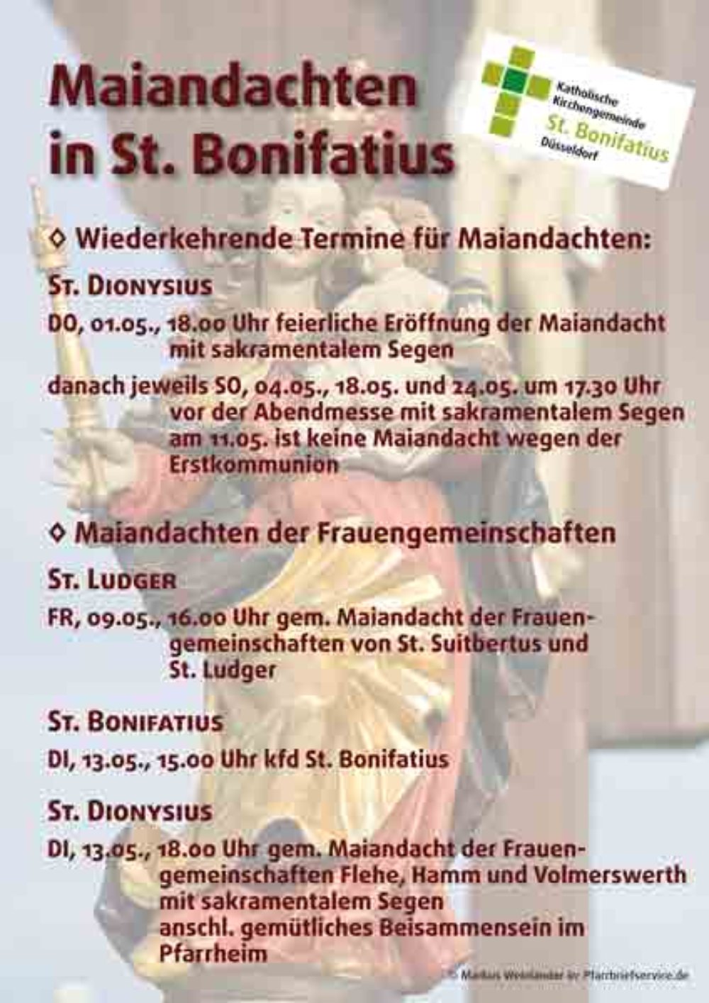 Maiandachten (c) kath. Kirchengemeinde St. Bonifatius Düsseldorf