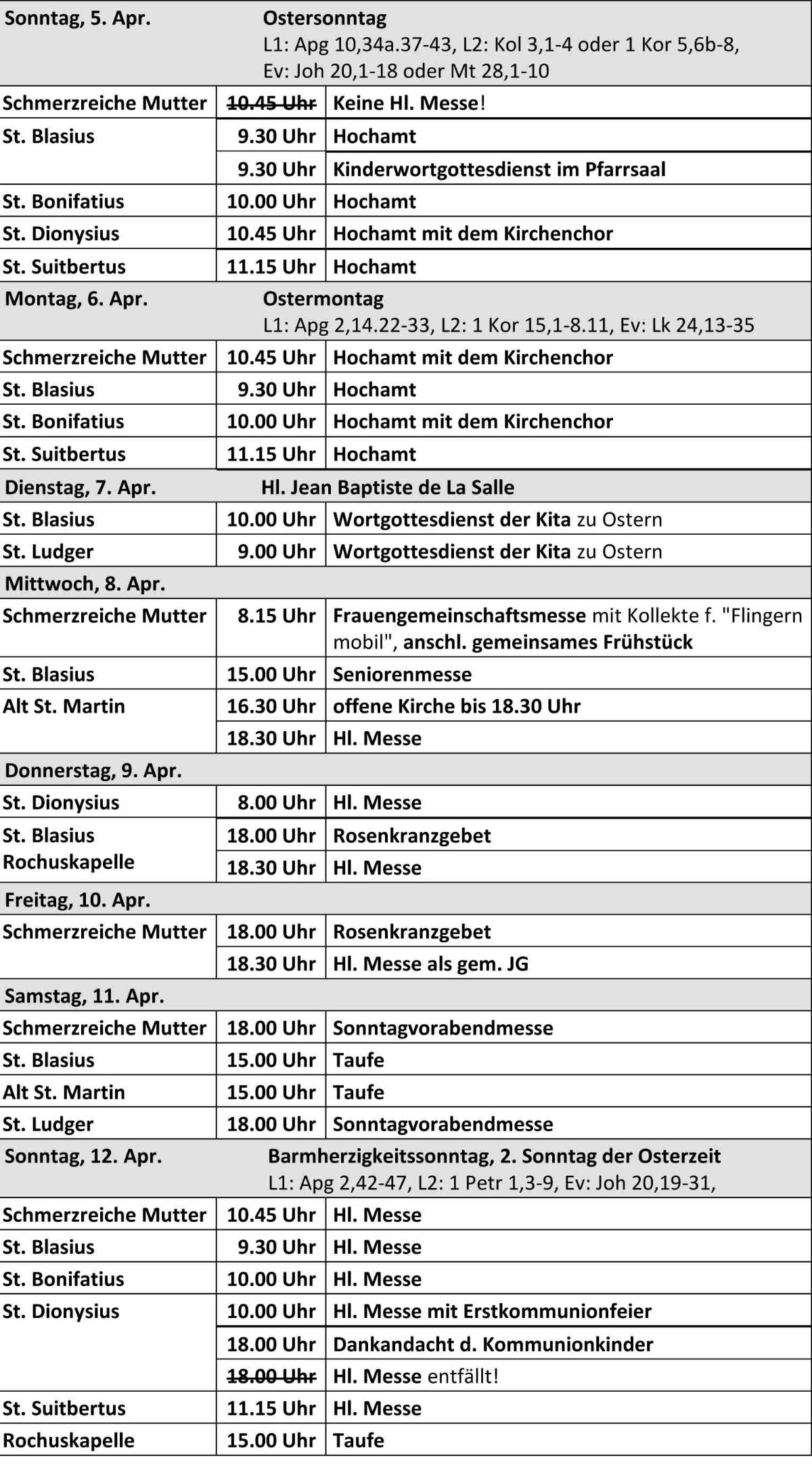 Pfarrnachrichten ab dem 05.04.2026 der kath. Kirchengemeinde St. Bonifatius Düsseldorf (c) kath. Kirchengemeinde St. Bonifatius Düsseldorf